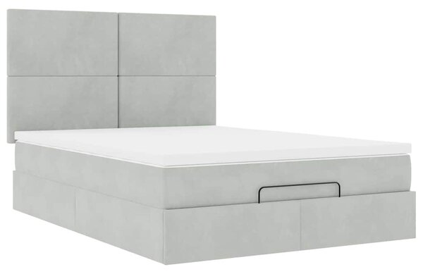 Otomanski krevet s madracima svijetlosivi 140x200 cm baršunasti - Siva / 140 x 200 cm