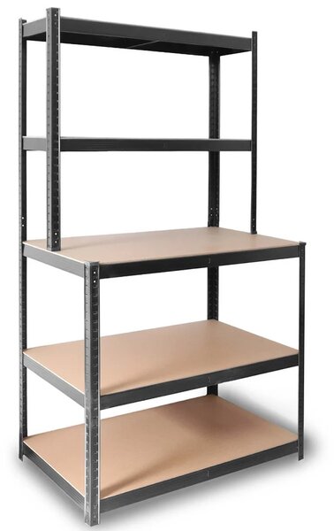 Metalni radni stol s policama 180 x 100 x 60 cm Humberg HR-855 crni