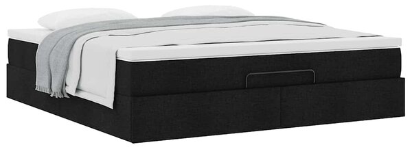 Otomanski krevet s madracem crni 160x200cm od tkanine - Crna / 160 x 200 cm