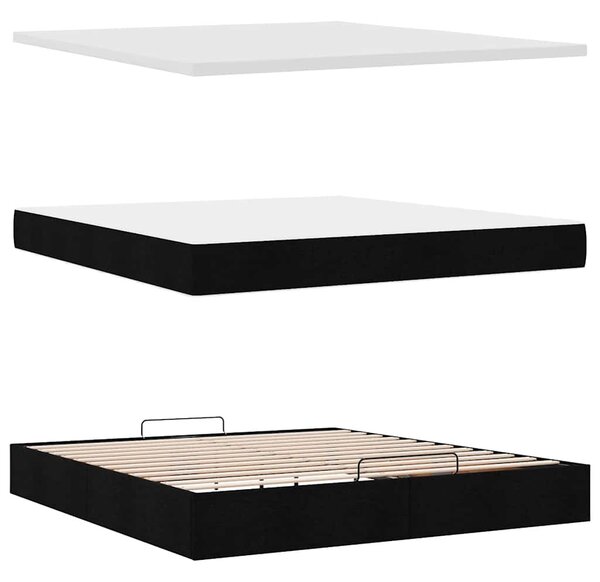 Otomanski krevet s madracem crni 160x200cm od tkanine - Crna / 160 x 200 cm