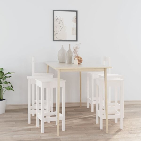 VidaXL 6-dijelni set barskih stolica bijeli od masivne borovine