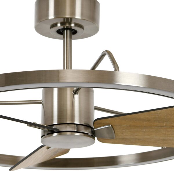 Beacon Lighting LED stropni ventilator Cessna, nikal/hrast, DC, tihi, prigušiva, Metalik, Dnevni boravak/blagovaonica, Metal