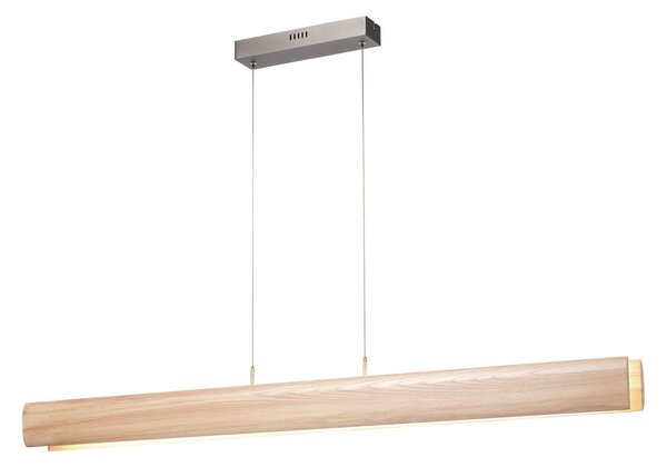 Brilliant Monterra LED viseća lampa, duljina 100 cm, svijetlosmeđa, drvo, prigušiva, Drvo, Dnevni boravak/blagovaonica, Drvo