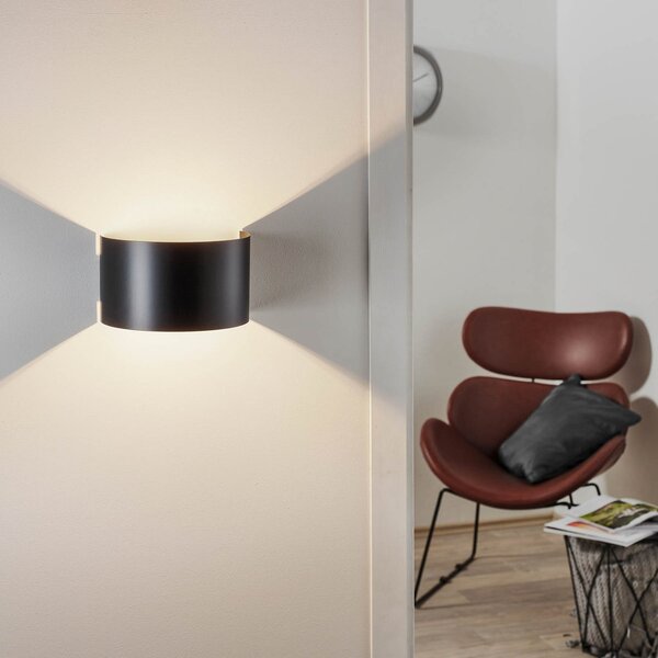 EMIBIG LIGHTING Sklopiva zidna lampa sa zakrivljenim sjenilom u crnoj boji, prigušiva, Crno, Dnevni boravak/blagovaonica, Metal