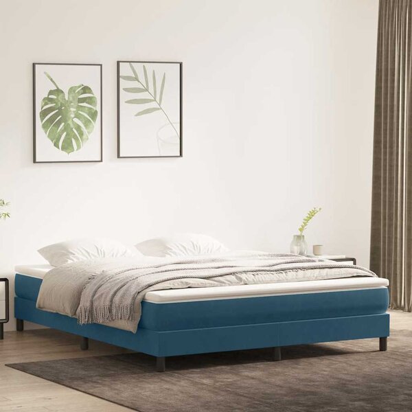 Krevet s oprugama bez madracem tamnoplavi 180x210 cm baršunasti - Plava / 180 x 210 cm