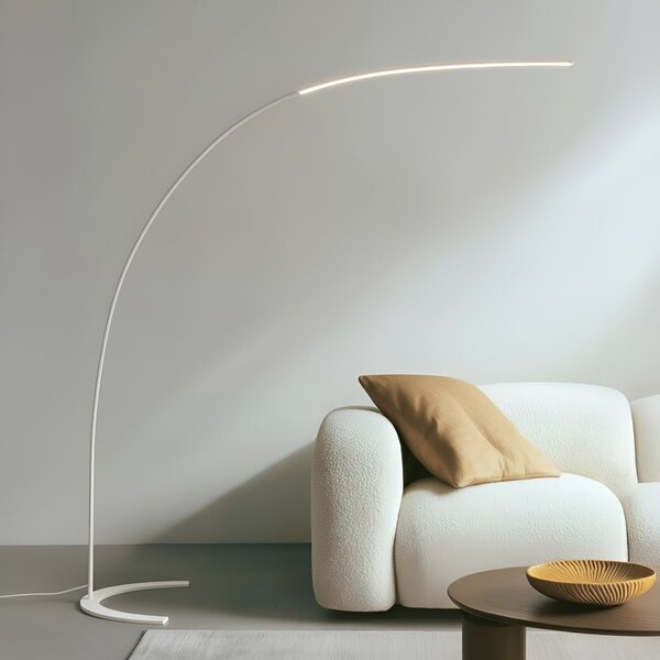 Lindby LED podna lampa Danua, bijela, metal, visina 200cm, prigušiva, Bijela, Dnevni boravak/blagovaonica, Metal