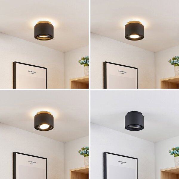Arcchio stropna lampa Walisa, okrugla, crna, aluminij, set 3 kom, prigušiva, Crno, Dnevni boravak/blagovaonica, Metal