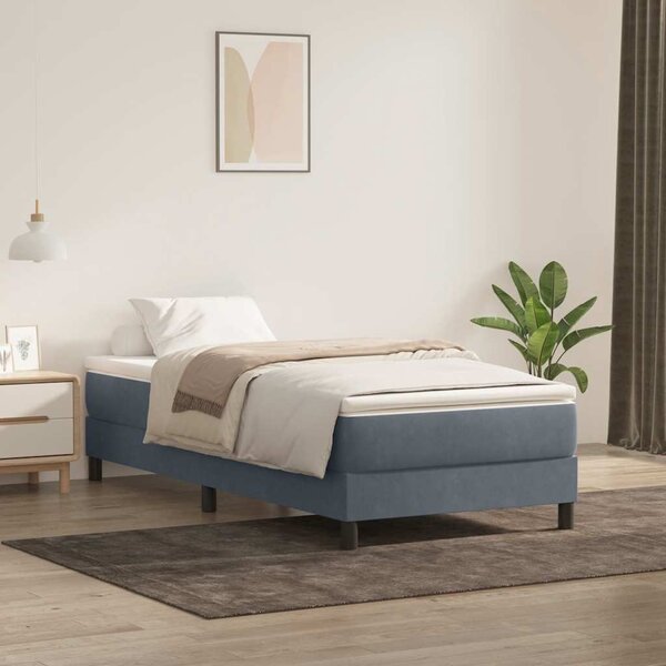Box Spring krevet bez madraca tamno sivi 100x210 cm samt - Siva / 100 x 210 cm