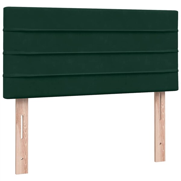 Box Spring krevet s madracem i LED tamnozeleni 80x220 cm baršun - Zelena / 80 x 220 cm