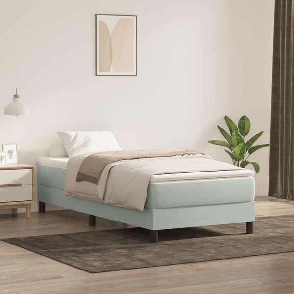 Box Spring krevet bez madraca svijetlo sivi 100x210 cm samt - Siva / 100 x 210 cm