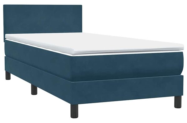 Box Spring krevet s madracem i LED tamnoplavi 80x210 cm baršun - Plava / 80 x 210 cm