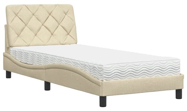 Krevet s madracem krem 80 x 200 cm od tkanine - Krema / 80 x 200 cm