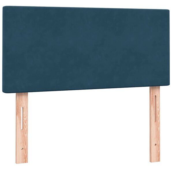 Box Spring krevet s madracem i LED tamnoplavi 80x210 cm baršun - Plava / 80 x 210 cm