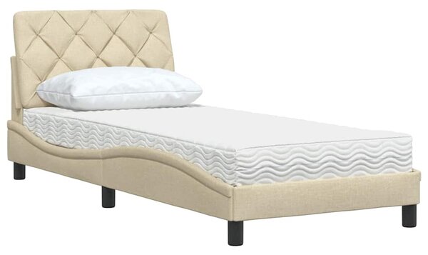 Krevet s madracem krem 80 x 200 cm od tkanine - Krema / 80 x 200 cm