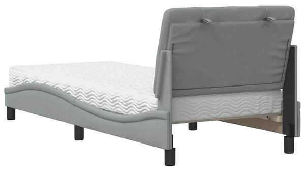 Krevet s madracem svjetlosivi 90x190 cm od tkanine - Siva / 90 x 190 cm