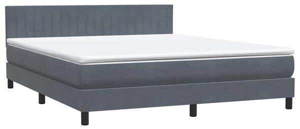Krevet s oprugama i madracem LED tamnosivi 180x210 cm baršunasti - Siva / 180 x 210 cm