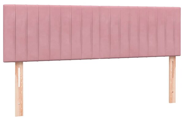 Krevet s oprugama i madracem LED ružičasti 160x210 cm baršunasti - Ružičasti / 160 x 210 cm