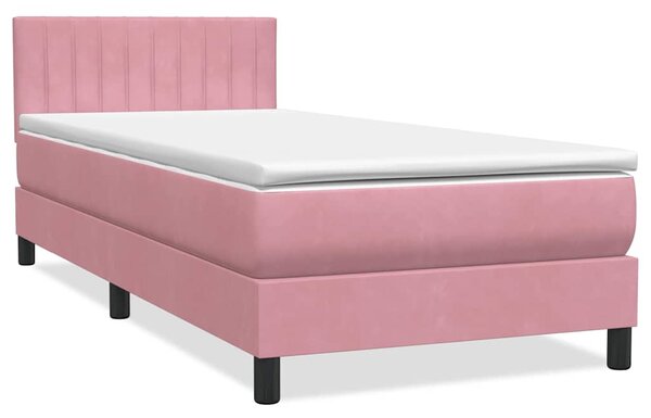 Box Spring krevet s madracem i LED ružičasti 90x210 cm samt - Ružičasti / 90 x 210 cm
