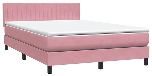Krevet s oprugama i madracem LED ružičasti 160x210 cm baršunasti - Ružičasti / 160 x 210 cm