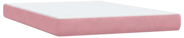 Box Spring krevet s madracem i LED ružičasti 160x220 cm baršun - Ružičasti / 160 x 220 cm