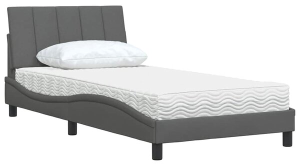 Krevet s madracem Hanko tamnosivi 100 x 200 cm od tkanine - Siva / 100 x 200 cm