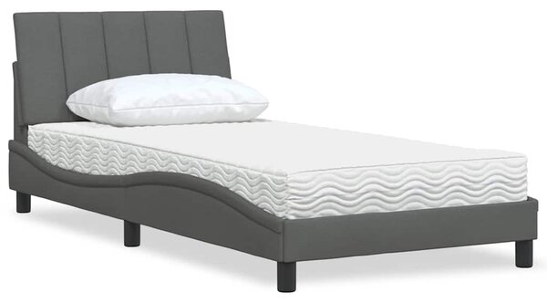 Krevet s madracem Hanko tamnosivi 100 x 200 cm od tkanine - Siva / 100 x 200 cm