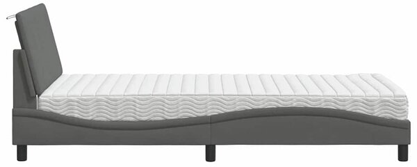 Krevet s madracem Hanko tamnosivi 100 x 200 cm od tkanine - Siva / 100 x 200 cm