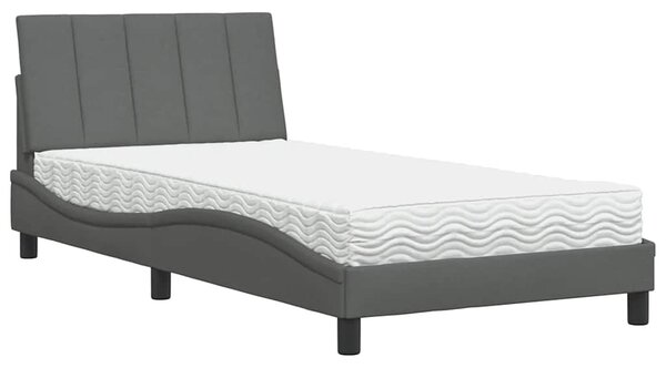 Krevet s madracem Hanko tamnosivi 100 x 200 cm od tkanine - Siva / 100 x 200 cm