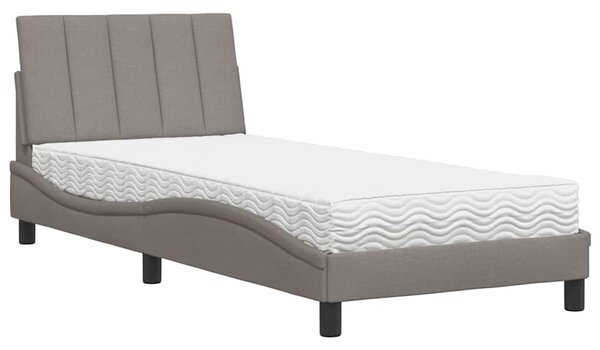 Krevet s madracem Hanko smeđesivi 90x200 cm od tkanine - Tupe / 90 x 200 cm