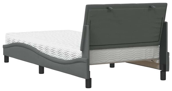 Krevet s madracem Hanko tamnosivi 100 x 200 cm od tkanine - Siva / 100 x 200 cm