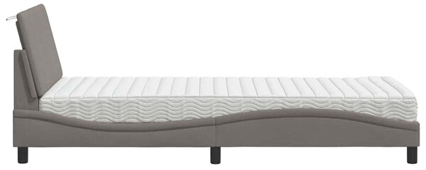 Krevet s madracem Hanko smeđesivi 90x200 cm od tkanine - Tupe / 90 x 200 cm