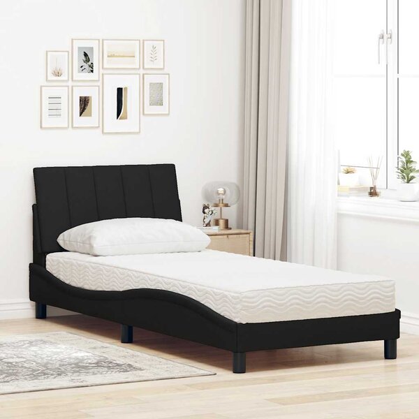 Krevet s madracem Hanko crni 90x200 cm od tkanine - Crna / 90 x 200 cm
