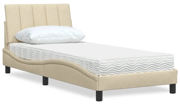 Krevet s madracem Hanko krem 80 x 200 cm od tkanine - Krema / 80 x 200 cm