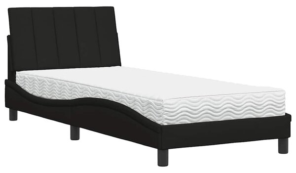 Krevet s madracem Hanko crni 90x200 cm od tkanine - Crna / 90 x 200 cm