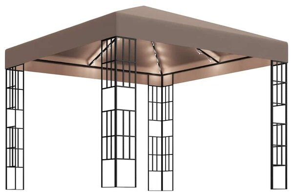 Sjenica s LED svjetlosnim trakama 3 x 3 m smeđe-siva - Tupe / 3 x 3 m