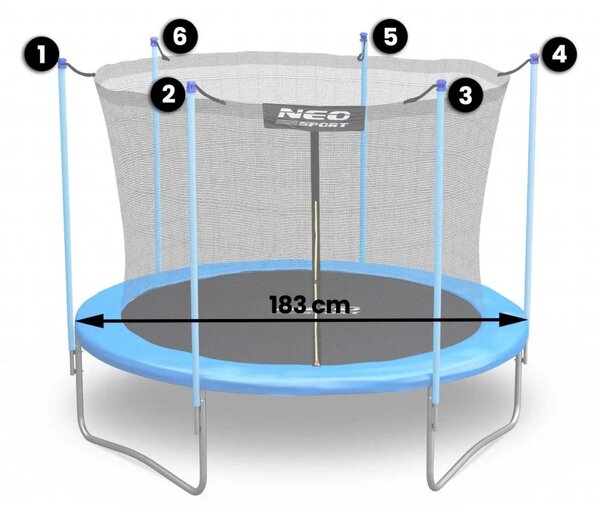 Unutarnja mreža za trampolin 183 cm, 6 ft, Neo-Sport
