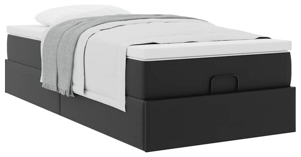 Otomanski okvir kreveta s madracem crni 80x200cm umjetna koža - Crna / 80 x 200 cm