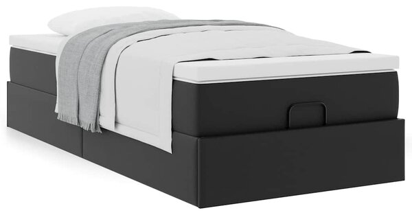 Otomanski okvir kreveta s madracem crni 80x200cm umjetna koža - Crna / 80 x 200 cm