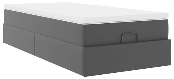 Otomanski okvir kreveta s madracem crni 80x200cm umjetna koža - Crna / 80 x 200 cm