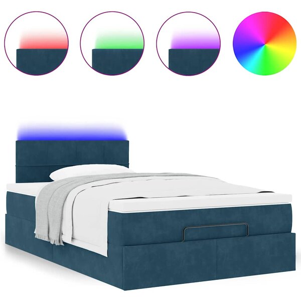 Otomanski krevet s madracem i LED tamnoplavi 120x190cm baršun - Plava / 120 x 190 cm