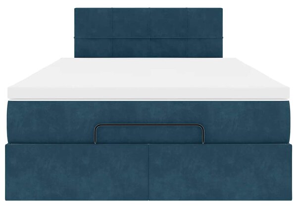Otomanski krevet s madracem i LED tamnoplavi 120x190cm baršun - Plava / 120 x 190 cm