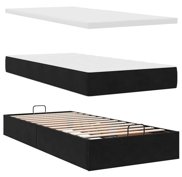 Otomanski okvir kreveta s madraca crni 80x200cm baršunasti - Crna / 80 x 200 cm