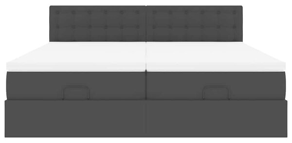 Otomanski krevet s madracima i LED crni 180x200 cm umjetna koža - Crna / 180 x 200 cm