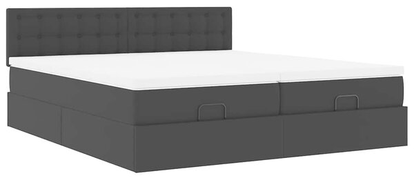 Otomanski krevet s madracima i LED crni 180x200 cm umjetna koža - Crna / 180 x 200 cm