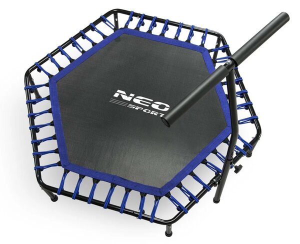 Neo-Sport fitness trampolin s ručkom 127 cm, šesterokutni, plavi