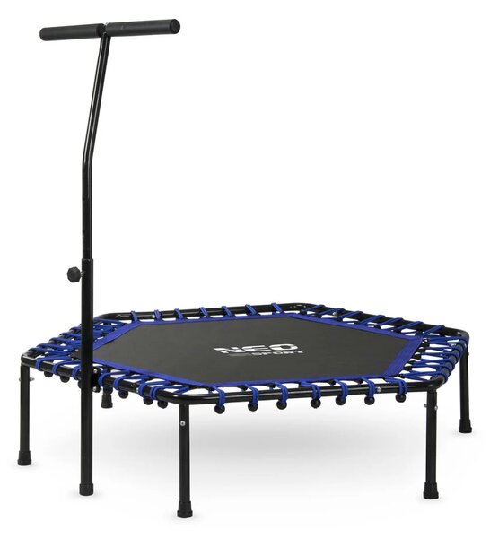 Neo-Sport fitness trampolin s ručkom 127 cm, šesterokutni, plavi