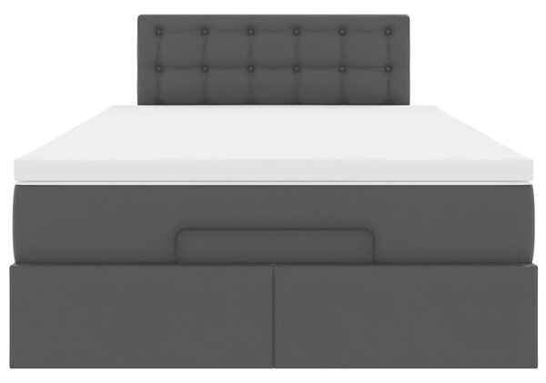 Otomanski krevet s madracima i LED crni 120x190cm umjetna koža - Crna / 120 x 190 cm