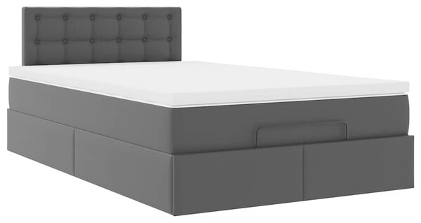 Otomanski krevet s madracima i LED crni 120x190cm umjetna koža - Crna / 120 x 190 cm