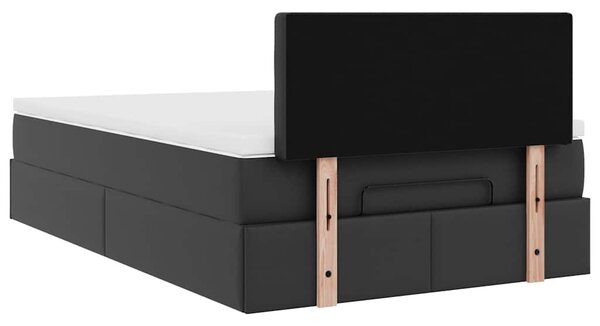 Otomanski krevet s madracima i LED crni 120x190cm umjetna koža - Crna / 120 x 190 cm