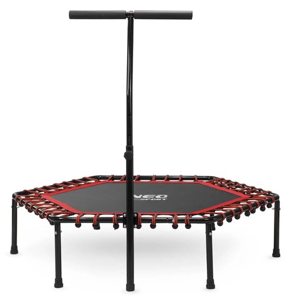 Neo-Sport fitness trampolin s ručkom 127 cm, šesterokutni, crveni